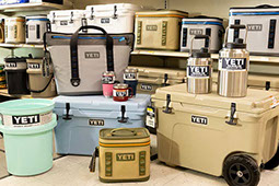 Yeti coolers and mugs